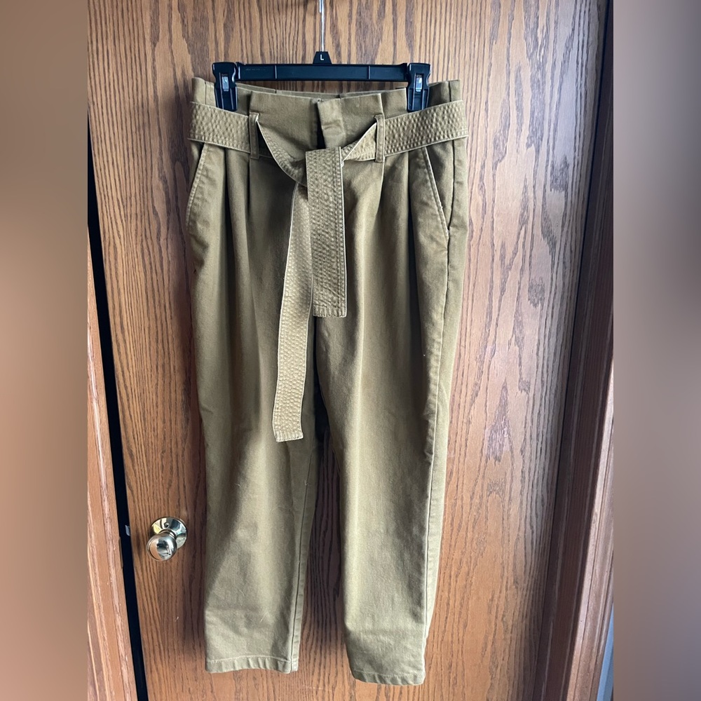 A New Day Paperbag Belted Waist High-Rise Ankle Pants